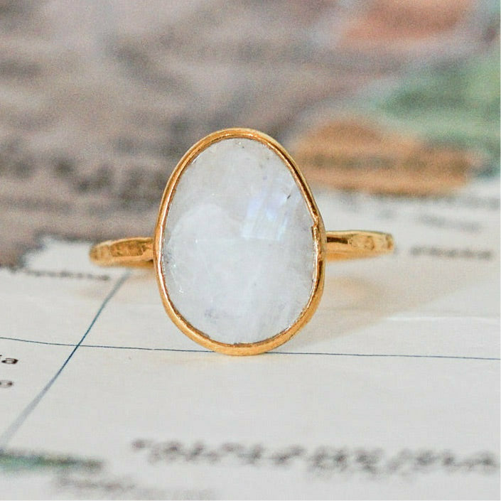 Gold Plated Moonstone Ring - India