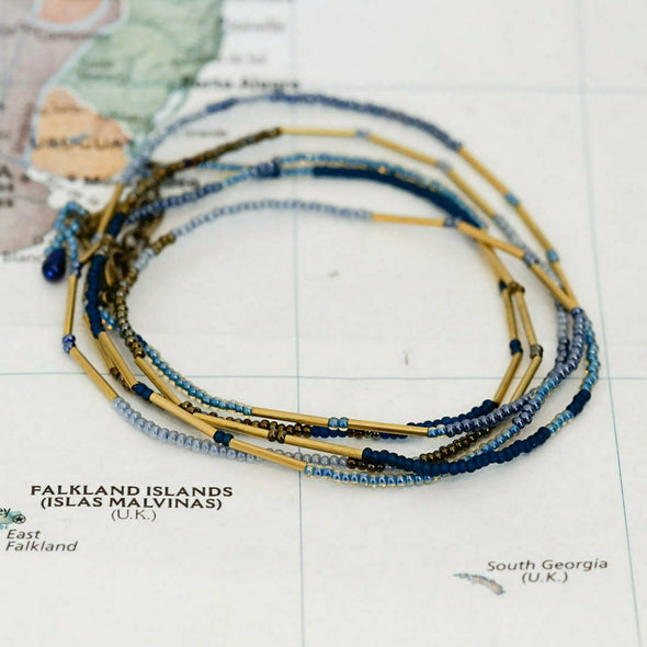 Brass & Bead Necklace & Wrap Bracelet - Guatemala