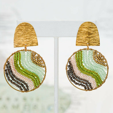 Beaded and Brass Flow Post Earrings - Guatemala