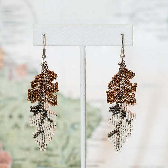 Beaded Feather Earrings - Guatemala