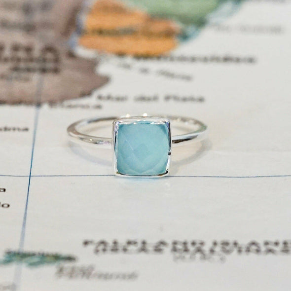 Sultry Sea Sterling Silver Ring Chalcedony - India