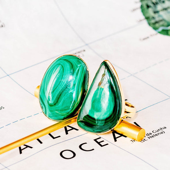 Freeform Stone Ring, Malachite - Rajasthan India