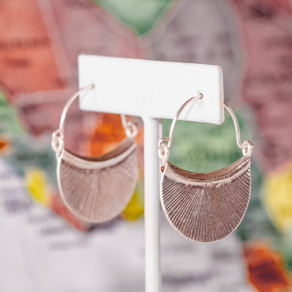 Hill Tribe Silver Etched Petal Earring - Thailand