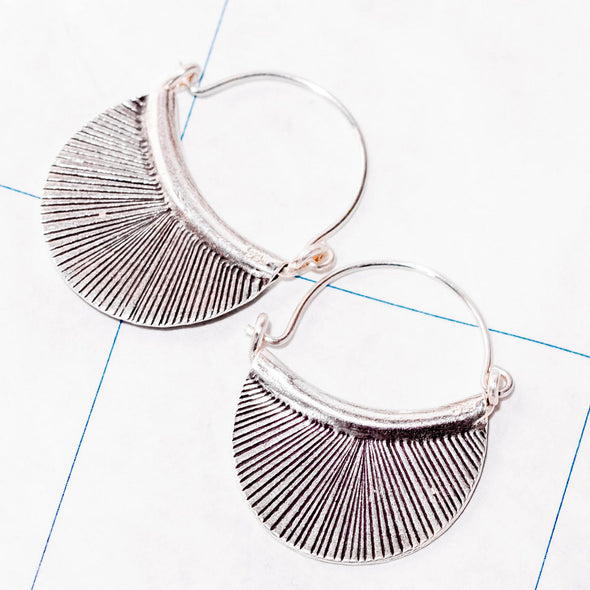 Hill Tribe Silver Etched Petal Earring - Thailand