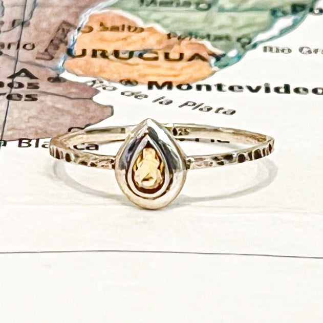 Citrine Teardrop Ring - Rajasthan, India