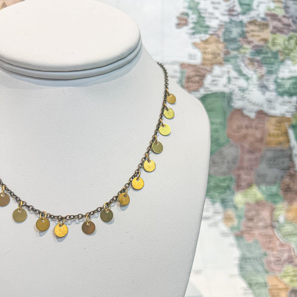 Tiny Disc Dangle Necklace - Guatemala
