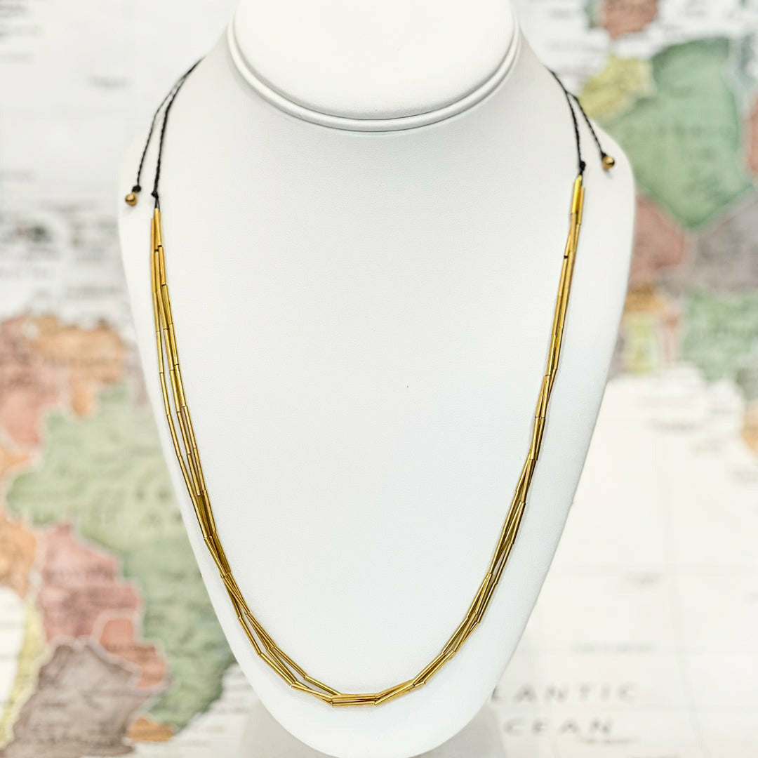 Brass Triple Strand Necklace - Guatemala