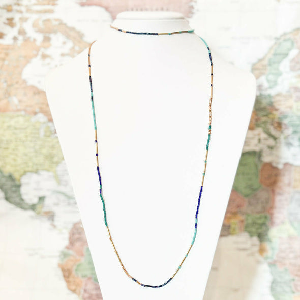 Brass & Bead Necklace & Wrap Bracelet - Guatemala