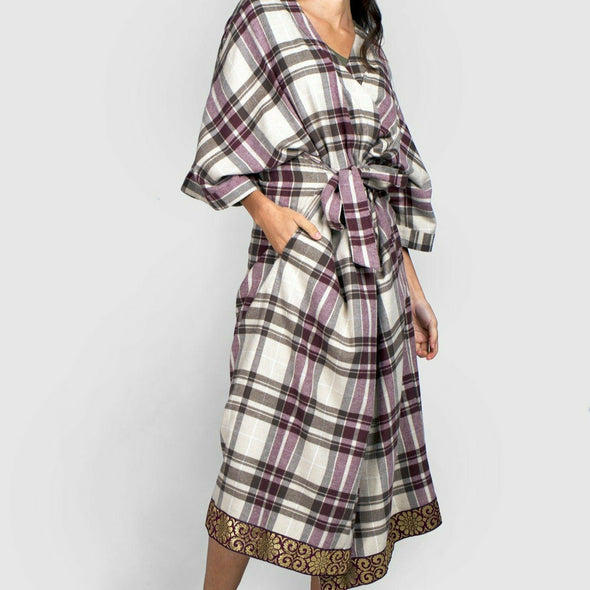 Sari Long Flannel Robe Lakhi - India