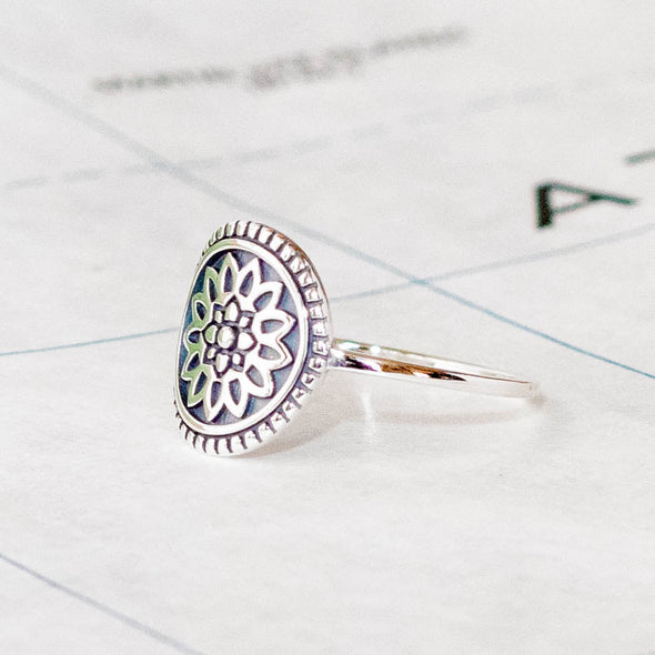 Silver Mandala Ring - India