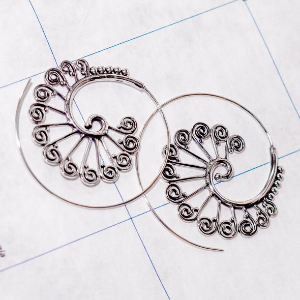 Silver Warrior Spiral Earrings - India