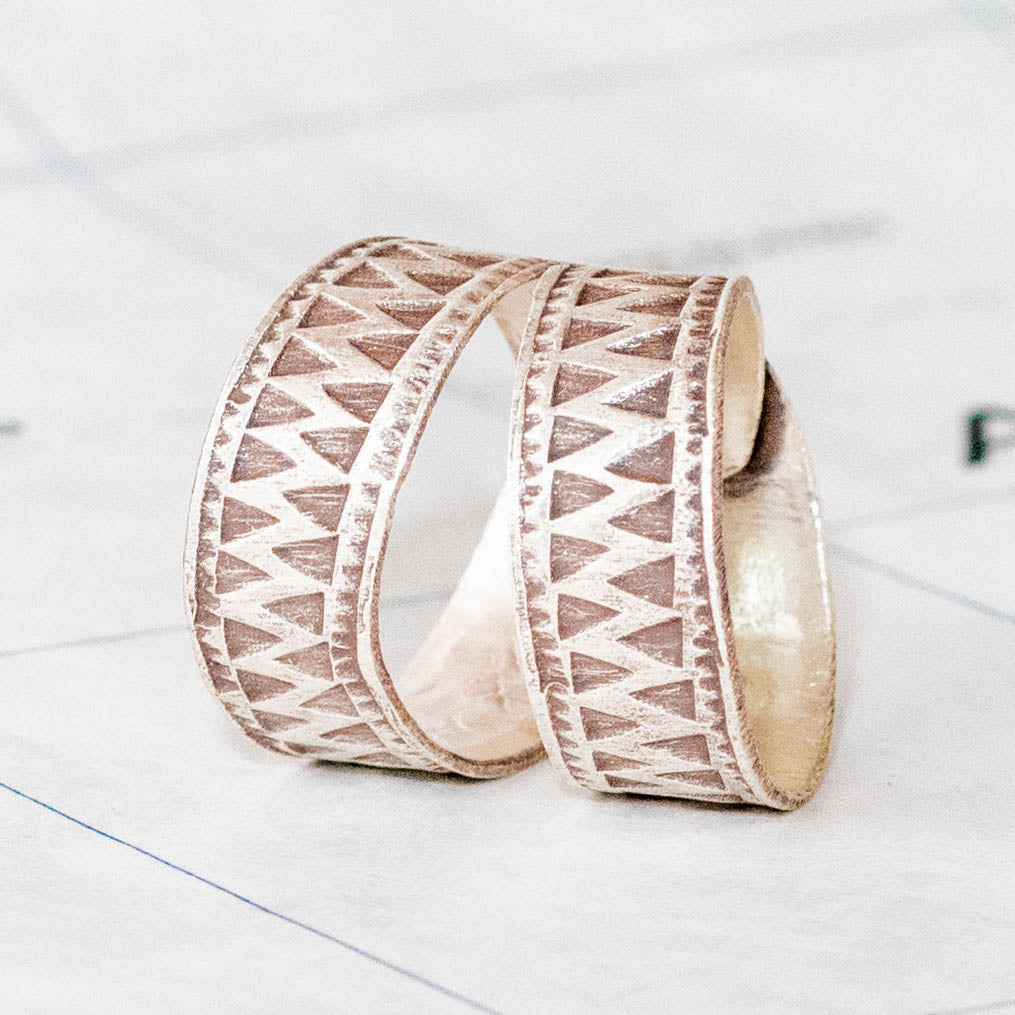 Silver open band tribal stamped ring - Thailand