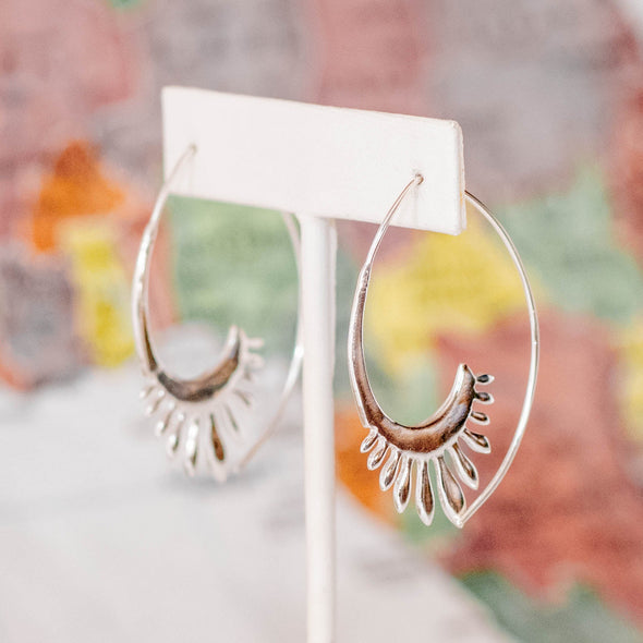 Silver stega earrings - India