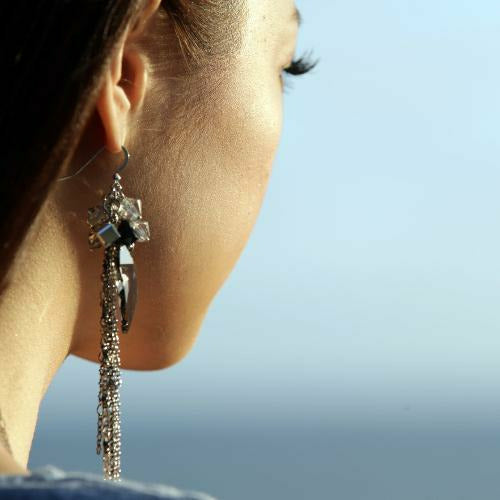 Sovanna Satin Swarovski Crystal Earrings - Cambodia