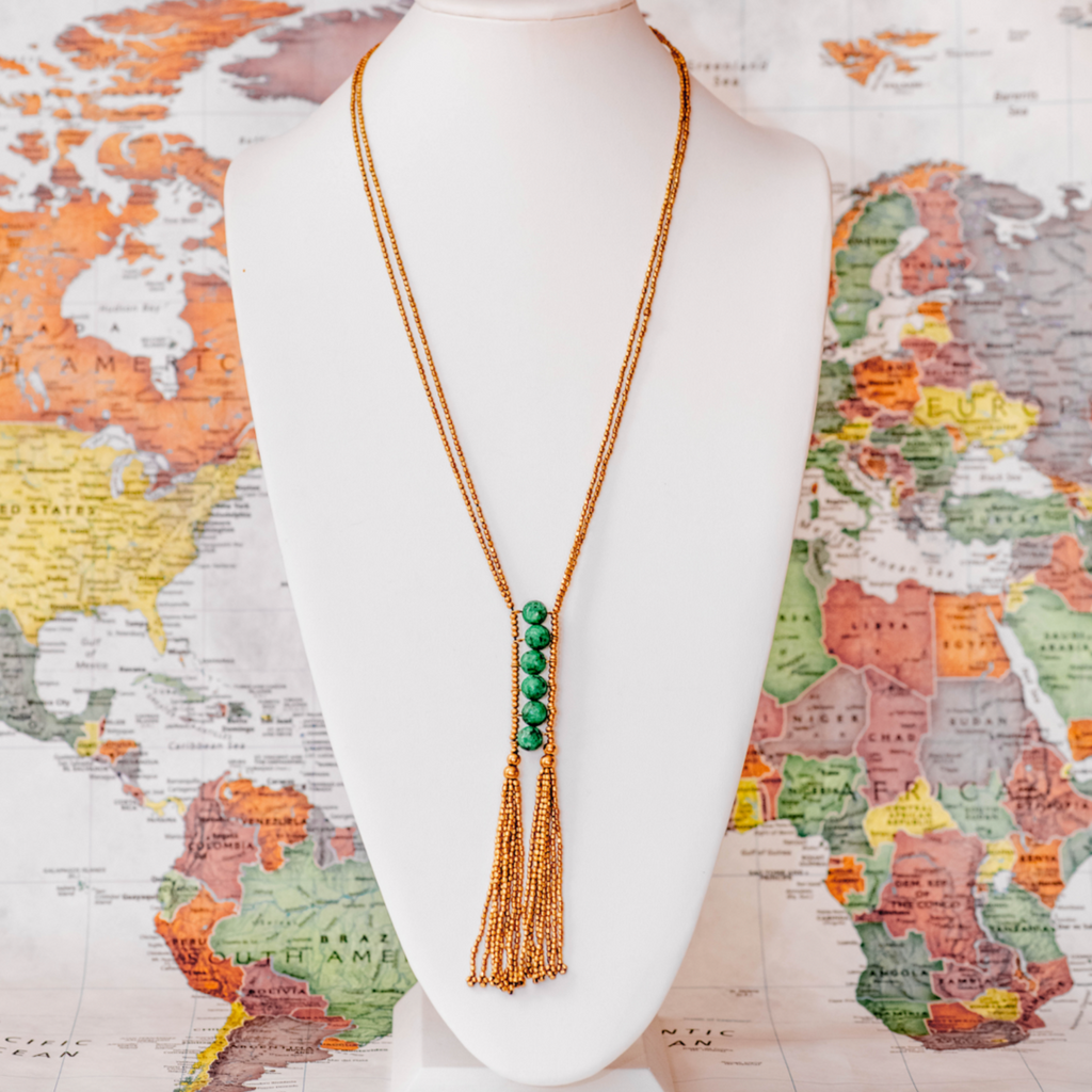 Stone Tassel Necklace - India