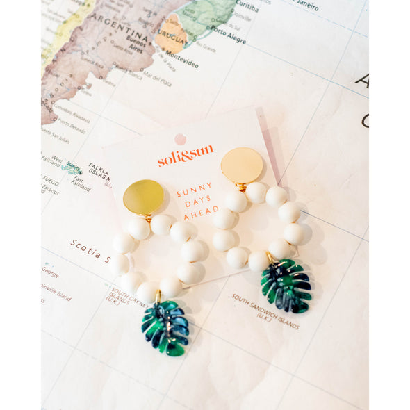 Summer Tropical Leaf Lightweight Wooden Statement Earrings  - Mindanao, Philippines