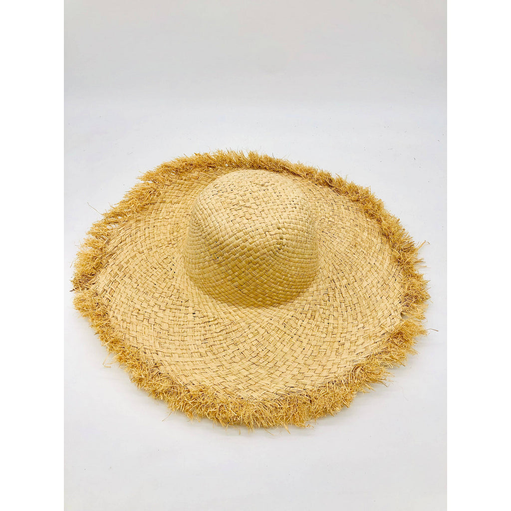 Kat Solid Colors Straw Hats with Fringe Edge