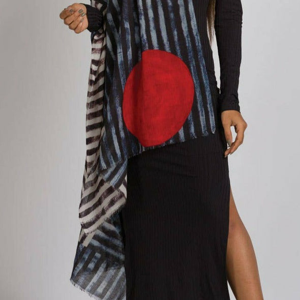 Reena Wool Shawl - Red Sun - India