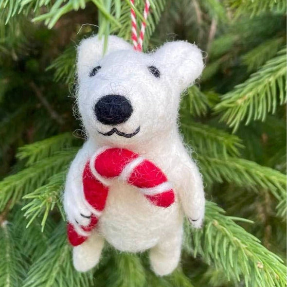 Ornament - Polar Bear with Candy Cane