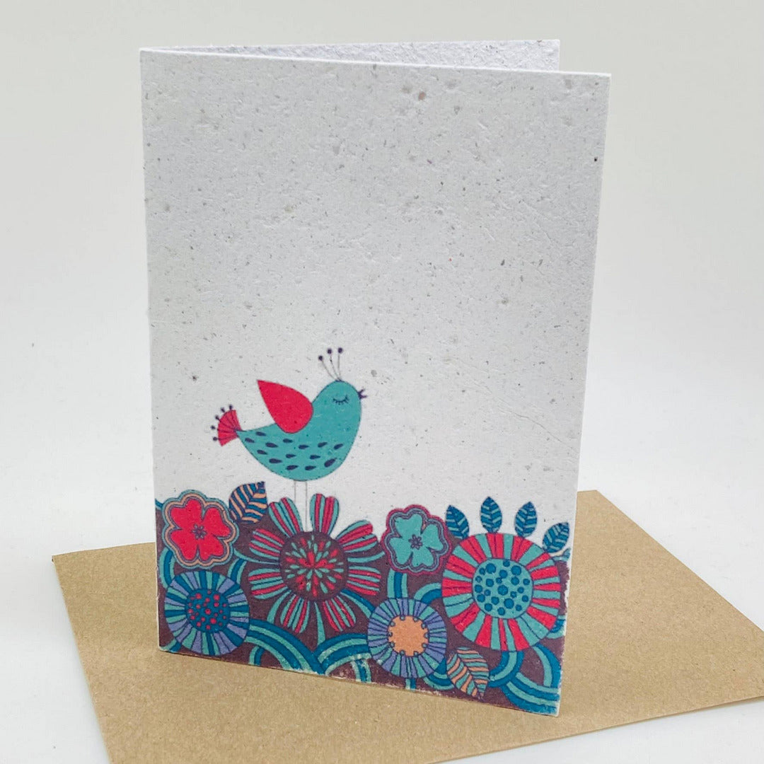 Growing Paper greeting card - Blue Bird