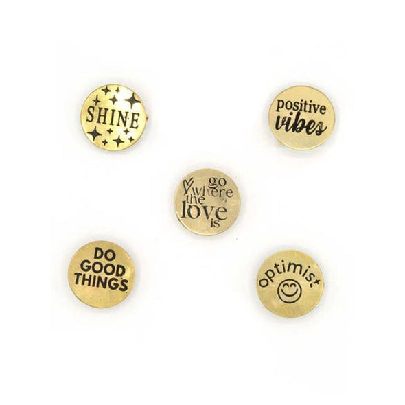 Positive Vibes Pin - Recycled Brass