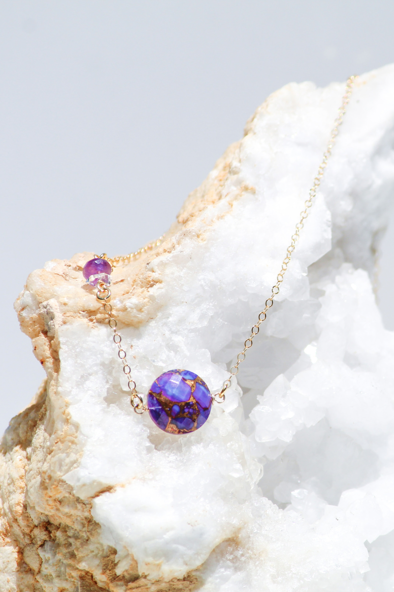 Macaron Necklace - Purple Mohave Turquoise