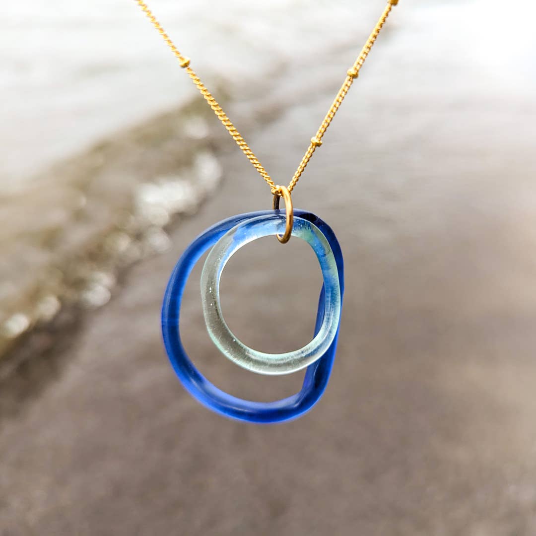 Sea & Sky Wave Double Pendant, Cobalt - USA