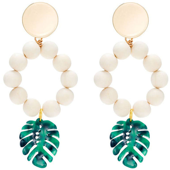 Summer Tropical Leaf Lightweight Wooden Statement Earrings  - Mindanao, Philippines