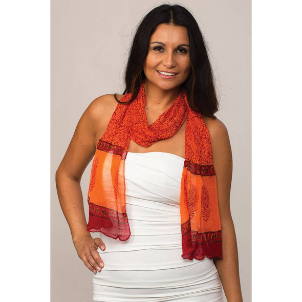 Sheela Chiffon Scarf - Coral