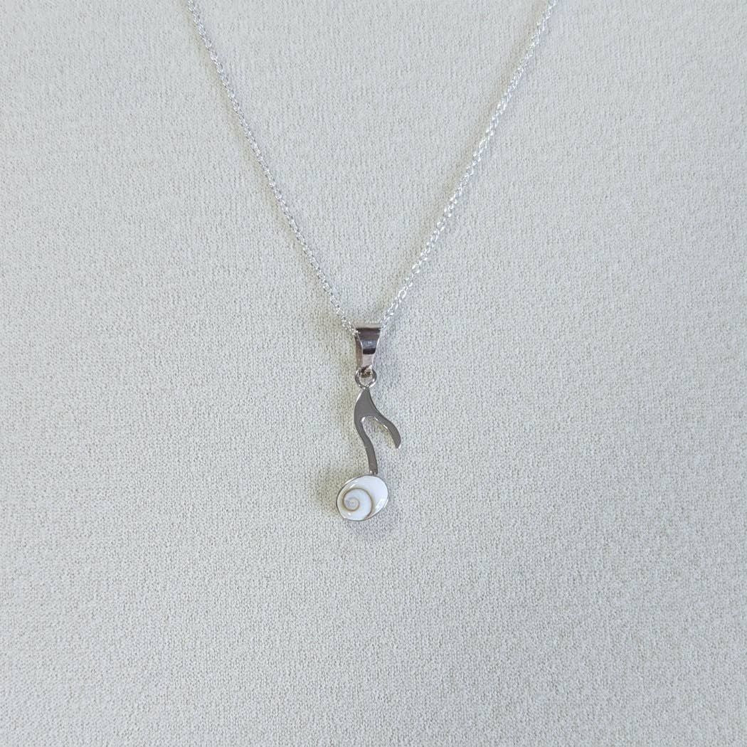 Shiva Shell Musical Note Sterling Pendent Necklace -