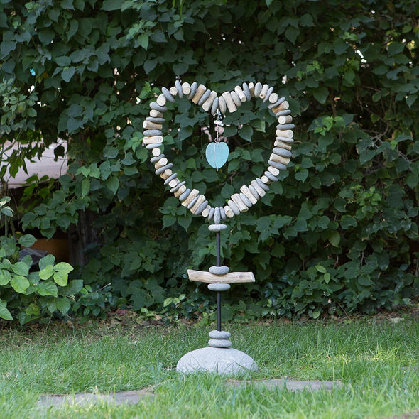 Heart Garden Stand with Glass Heart