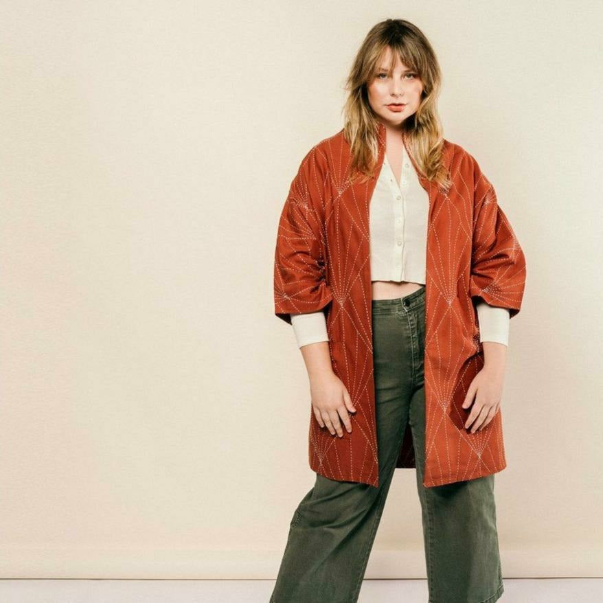 Array Cocoon Jacket, Rust - India