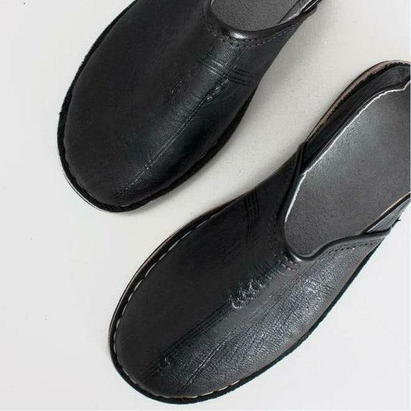Moroccan Berber Babouche Slippers - Charcoal